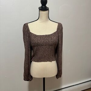 Leopard Print Long Sleeve Blouse